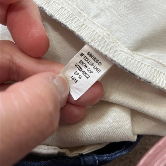 Gap khaki boyfriend roll up shorts Size 10 Navy and off white - Picture 5 of 8